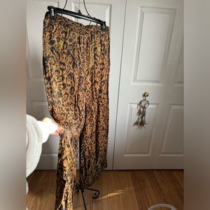 Cheetah print silk pants